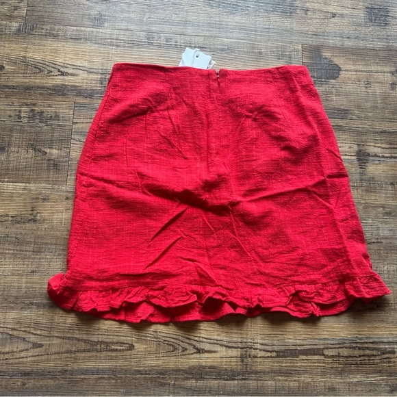 Ghanda Cotton Red Skirt Womens Size 10 Frill Hem Mini Lined Summer NWT - Picture 6 of 6